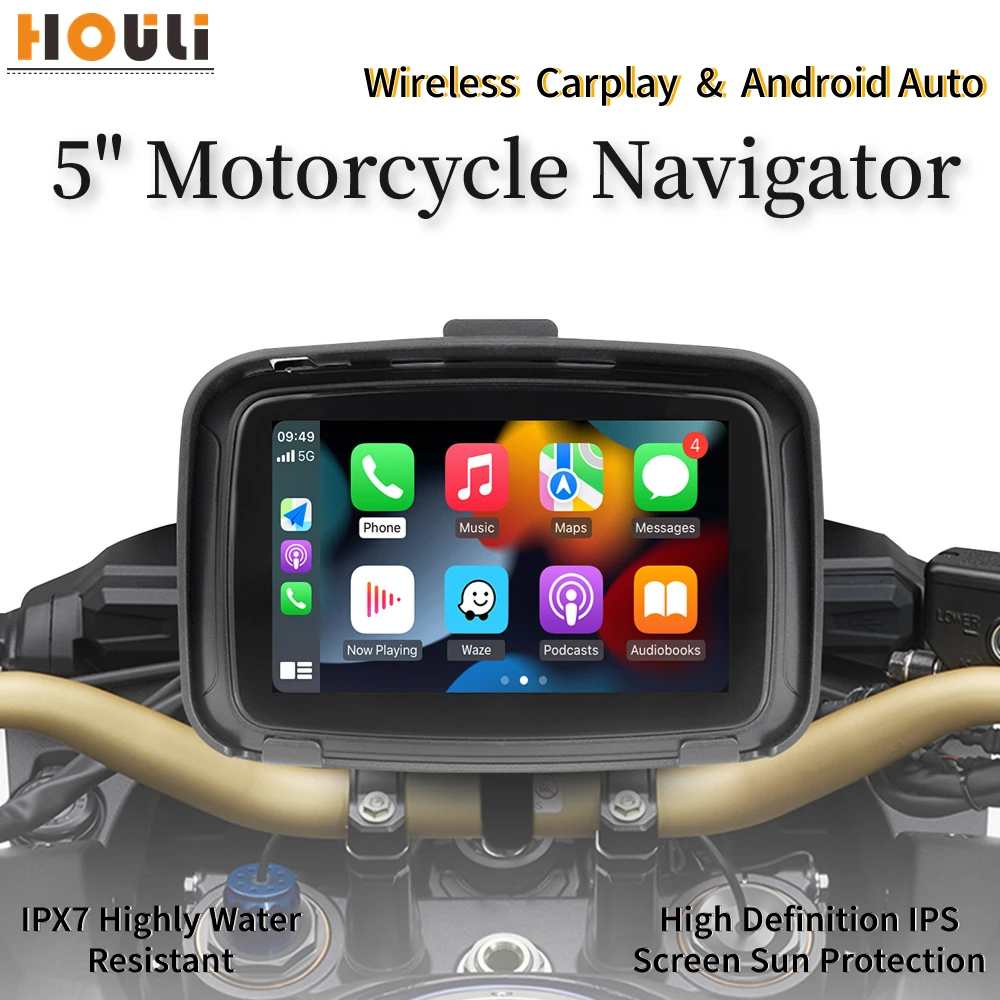 5-дюймовый портативный беспроводной GPS-навигатор для мотоцикла Apple Carplay Android Auto IPX7, мотоциклетный водонепроницаемый Сенсорный экран IPS Moto
5-дюймовый портативный беспроводной GPS-навигатор для мотоцикла Apple Carplay Android Auto IPX7, мотоциклетный водонепроницаемый Сенсорный экран IPS Moto