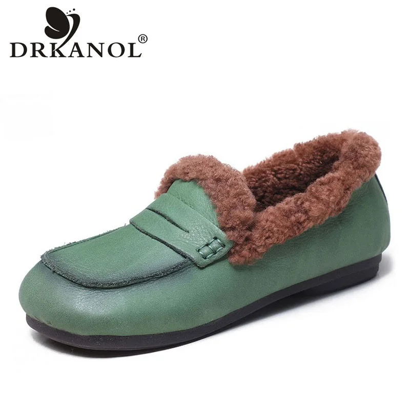 DRKANOL Fashion Retro Women Flat Shoes Winter Short Plush Warm Slip On Loafers Women Genuine Leather Soft Bottom Casual Shoes
DRKANOL Fashion Retro Women Flat Shoes Winter Short Plush Warm Slip On Loafers Women Genuine Leather Soft Bottom Casual Shoes