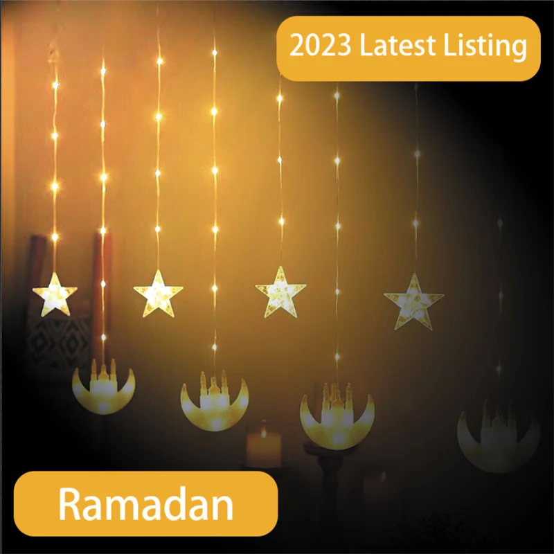 2023 LED Islam Muslim Event Party Decor Star Moon Curtain Garland String Light EID Mubarak Ramadan Home Bedroom Decor
2023 LED Islam Muslim Event Party Decor Star Moon Curtain Garland String Light EID Mubarak Ramadan Home Bedroom Decor