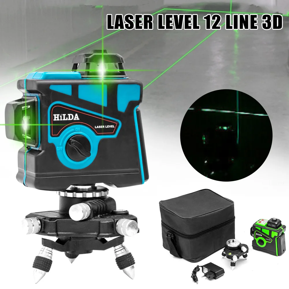 Laser Level 12 Lines Level Self-Leveling 360° 3D Horizontal And Vertical Cross Super Powerful Green Laser Level
Laser Level 12 Lines Level Self-Leveling 360° 3D Horizontal And Vertical Cross Super Powerful Green Laser Level