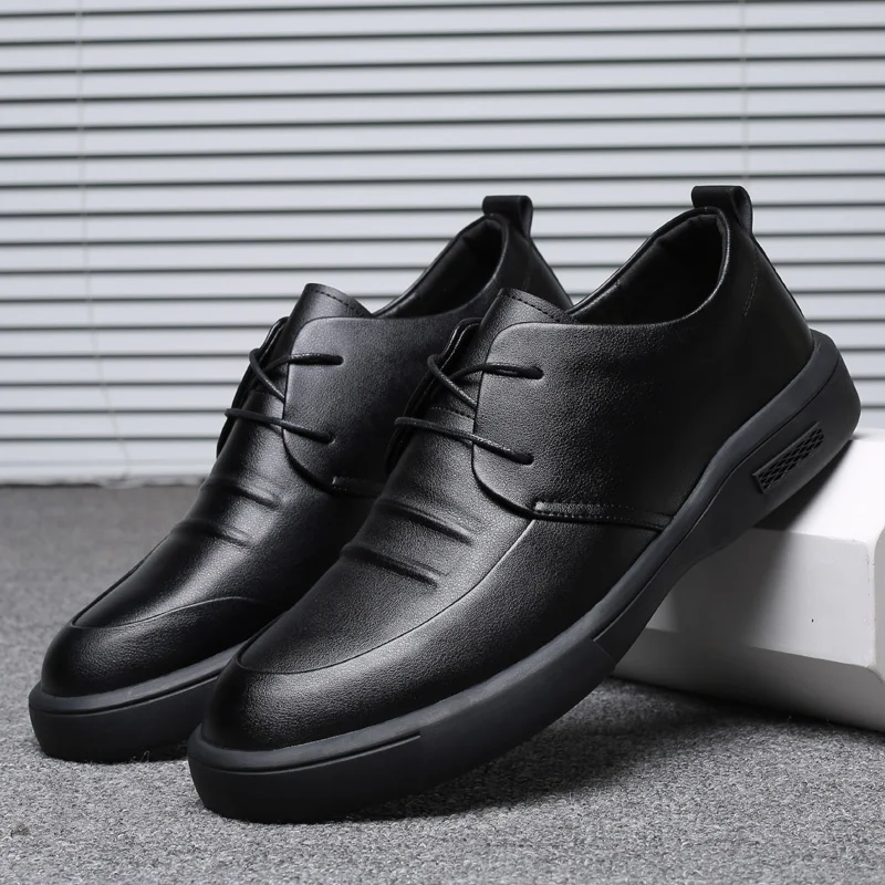 

Casual Men Shoes High Quality Lace-up Solid Leather Business Shoes Fashion Gentleman Shoes Bureau Office Oxford Shoes For Men