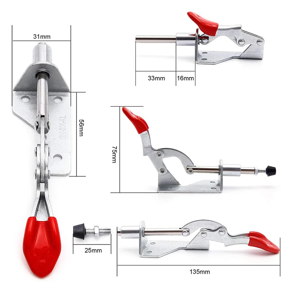 

90Kg Antislip Vertical Toggle Clamp GH-301-AL Covered Handle Toggle Clamp Galvanized Iron Push-pull Clamps For Hand Tool