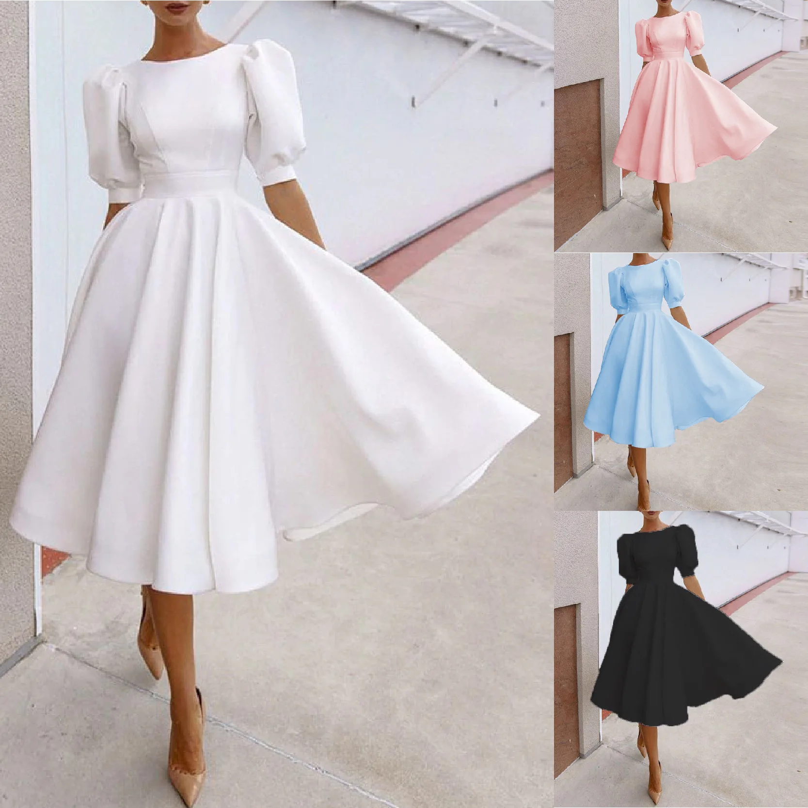 2022 Spring And Summer New Women'S Clothing Solid Color Slim Women'S Dress Sexy Temperament Large Swing Short-Sleeved Skirt
2022 Spring And Summer New Women'S Clothing Solid Color Slim Women'S Dress Sexy Temperament Large Swing Short-Sleeved Skirt