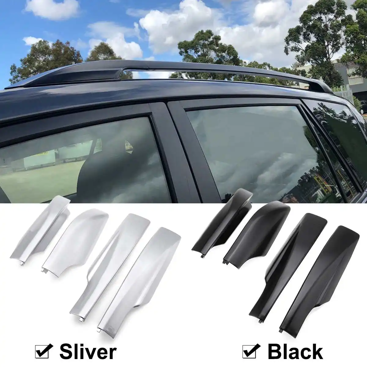 4Pcs Black Silver ABS Roof Rack Cover Rail End Protective Cover Shell For TOYOTA RAV4 2007 2008 2009 2010 2011 2012
4Pcs Black Silver ABS Roof Rack Cover Rail End Protective Cover Shell For TOYOTA RAV4 2007 2008 2009 2010 2011 2012