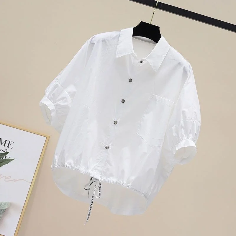 Short Sleeve Irregular Shirt Women 2023 Summer New Korean Loose Casual Single-breasted Pocket Drawstring Tops Female
Short Sleeve Irregular Shirt Women 2023 Summer New Korean Loose Casual Single-breasted Pocket Drawstring Tops Female