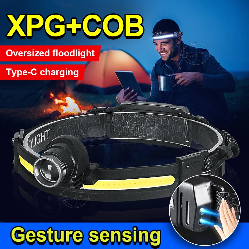 Sensor Headlamp COB LED Head Lamp Flashlight USB Rechargeable Head Torch 7 Lighting Modes Waterproof Headlight Built-in Battery
Sensor Headlamp COB LED Head Lamp Flashlight USB Rechargeable Head Torch 7 Lighting Modes Waterproof Headlight Built-in Battery