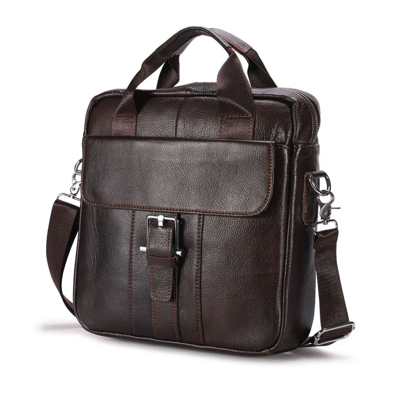 

Famous design Business Genuine Leather Briefcases Totes Handbag Simple Men Vertical Attache Portfolio One-shoulder Messenger Bag