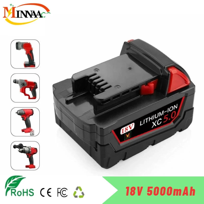 18V 12.0Ah Replacement for Milwaukee M18 XC Lithium Battery 48-11-1860 48-11-1850 48-11-1840 48-11-1820 Rechargeable Batteries
18V 12.0Ah Replacement for Milwaukee M18 XC Lithium Battery 48-11-1860 48-11-1850 48-11-1840 48-11-1820 Rechargeable Batteries