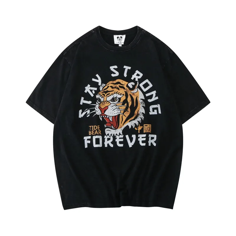 Hip Hop Oversized T-shit Cartoon Tiger Print Stay Srong Forever High Street Streetwear Cotton Tops Tees Washed Men's Clothes
Hip Hop Oversized T-shit Cartoon Tiger Print Stay Srong Forever High Street Streetwear Cotton Tops Tees Washed Men's Clothes
