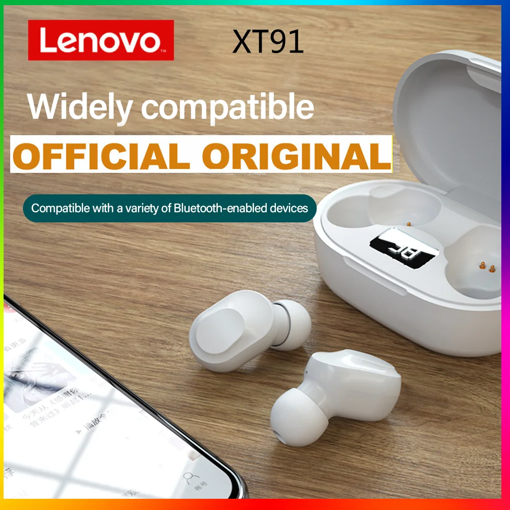 

Оригинальные беспроводные наушники Lenovo XT91, TWS, Bluetooth наушники, управление ии, игровая гарнитура, стерео бас с микрофоном, шумоподавление