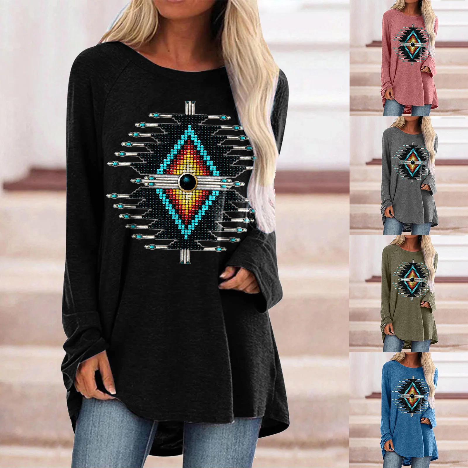 Womens Long Sleeve Crew Neck Ethnic Style Printed T Shirt Top Casual Loose Comfy Shirts Tee Blouse Mom Shirts for Women
Womens Long Sleeve Crew Neck Ethnic Style Printed T Shirt Top Casual Loose Comfy Shirts Tee Blouse Mom Shirts for Women