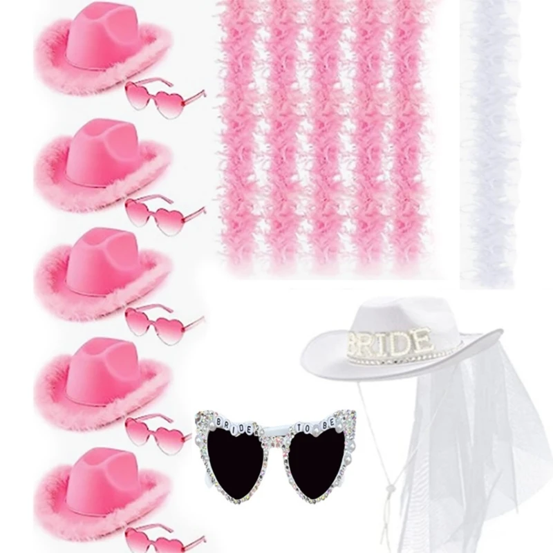 50JB Bride Cowboy Hat, Sunglasses and Strips Set for Bride Bridesmaids Photo Props Elegant Photo Props Bachelorette Party
50JB Bride Cowboy Hat, Sunglasses and Strips Set for Bride Bridesmaids Photo Props Elegant Photo Props Bachelorette Party