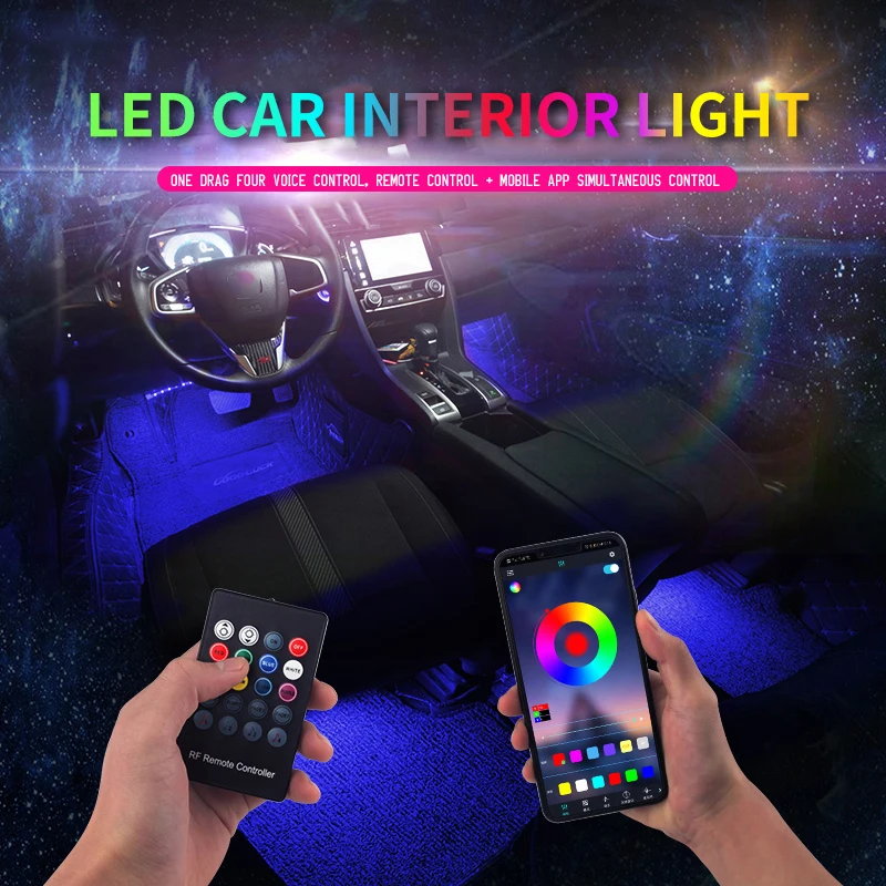 Светодиодные Автомобильные аксессуары освещение управление через приложение RGB