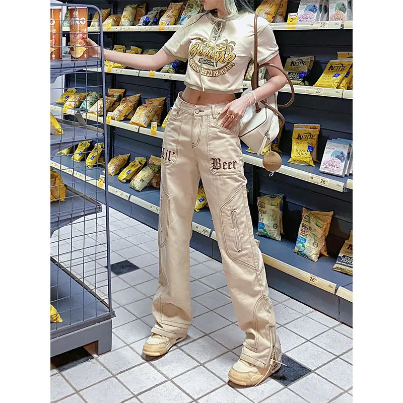 WeiYao Khaki Vintage Low Waist Jeans Women 2022 Straight Female Cargo Pants Ins Causal Full Length Trousers Wide Leg Bottoms
WeiYao Khaki Vintage Low Waist Jeans Women 2022 Straight Female Cargo Pants Ins Causal Full Length Trousers Wide Leg Bottoms