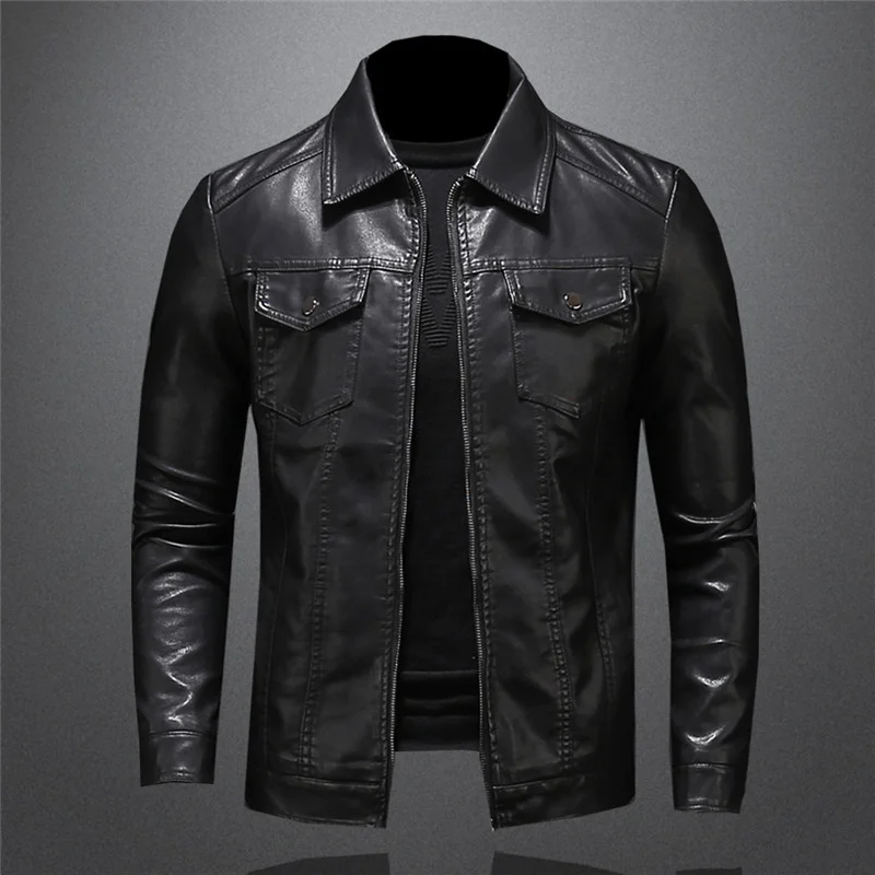 Men's Motorcycle Leather Jacket Large Size Pocket Black Zipper Lapel Slim Fit Male Spring and Autumn High Quality PU Coat M-5XL
Men's Motorcycle Leather Jacket Large Size Pocket Black Zipper Lapel Slim Fit Male Spring and Autumn High Quality PU Coat M-5XL