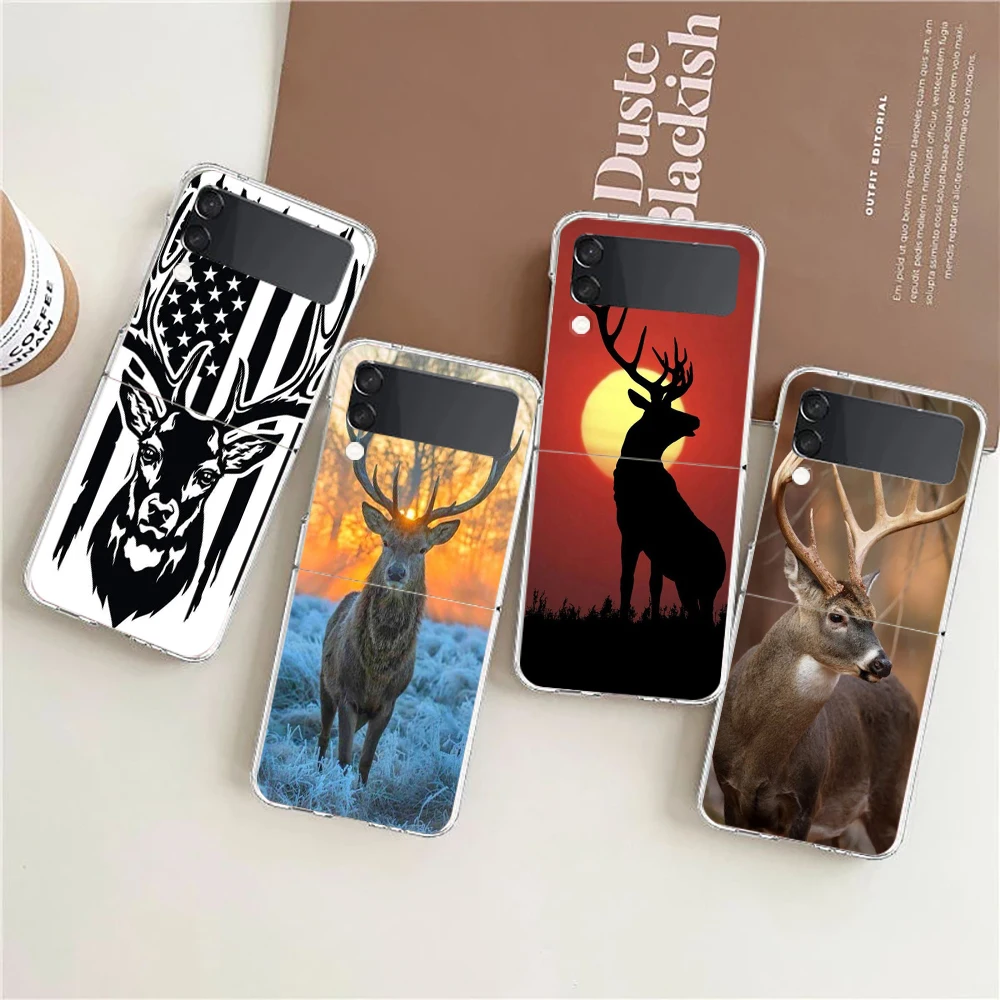

Deer Hunting Camo Hard PC Phone Case For Samsung Galaxy Z Flip 4 Transparent ShockProof Cover for Samsung Z Flip 3 Shell Fundas