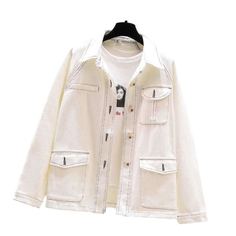 Korean Fashion Beige Denim Jacket Coat Women Loose Casual Mid Long Cowboy Outerwear Spring Autumn Big Pocket Jeans Jacket Female
Korean Fashion Beige Denim Jacket Coat Women Loose Casual Mid Long Cowboy Outerwear Spring Autumn Big Pocket Jeans Jacket Female