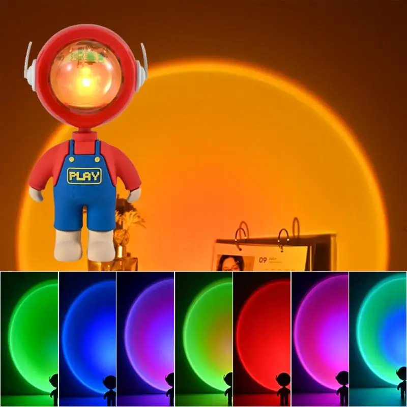 Sunset Lamp Rainbow Projector Night Light Table Astronaut Robot Rainbow Projection Sun Lamp Bedroom Sunset Atmosphere Lights
Sunset Lamp Rainbow Projector Night Light Table Astronaut Robot Rainbow Projection Sun Lamp Bedroom Sunset Atmosphere Lights