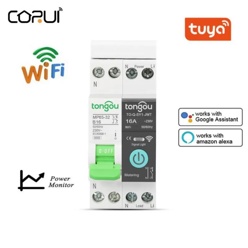 Умный автоматический выключатель CORUI Tuya 1P с Wi-Fi, беспроводной пульт дистанционного управления на DIN-рейке, измеритель мощности, поддержка Alexa...
Умный автоматический выключатель CORUI Tuya 1P с Wi-Fi, беспроводной пульт дистанционного управления на DIN-рейке, измеритель мощности, поддержка Alexa...