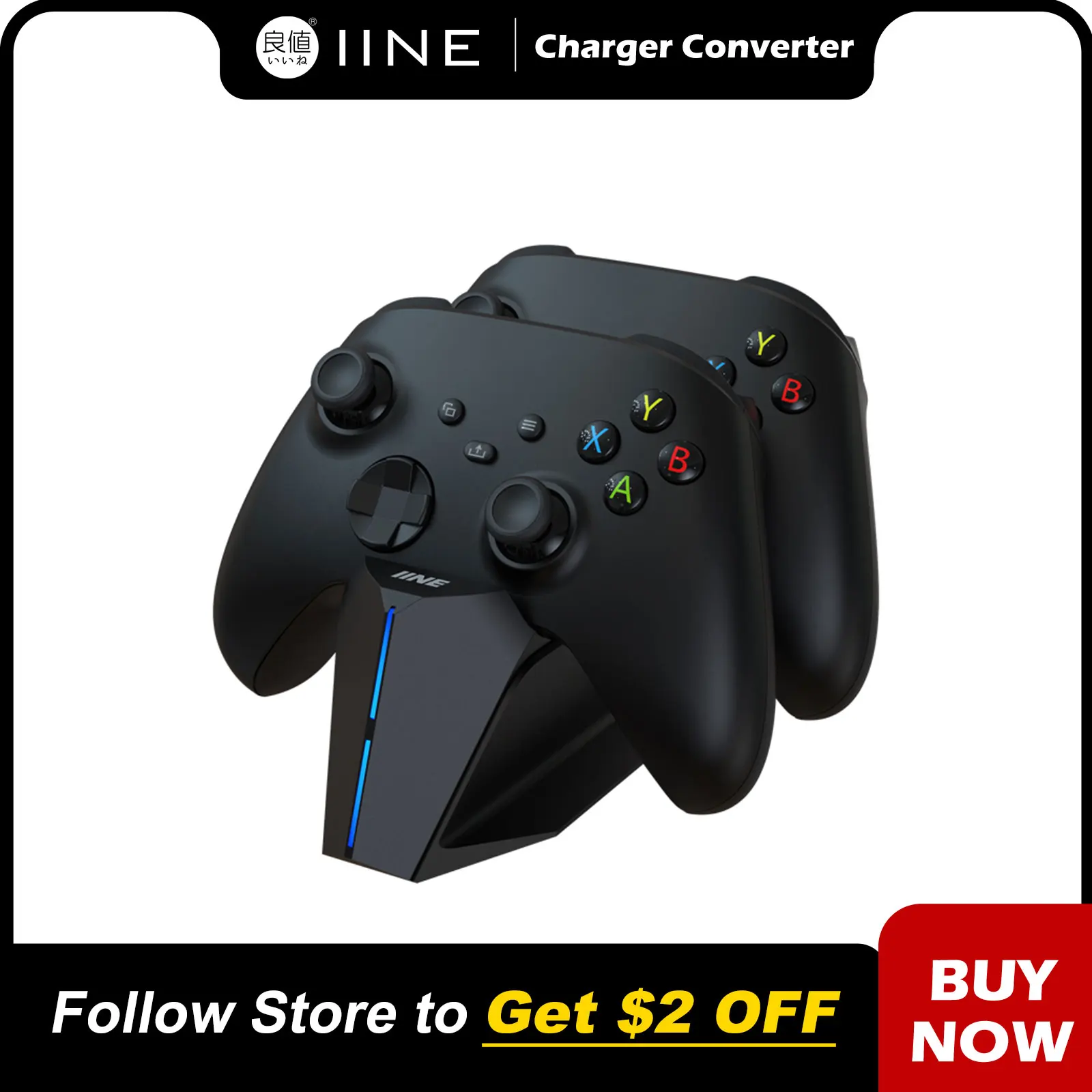 IINE Controller Charger Station with 2 Packs 1100mAh Rechargeable Battery Packs Compatible Xbox Controller Series X/S One X/S
IINE Controller Charger Station with 2 Packs 1100mAh Rechargeable Battery Packs Compatible Xbox Controller Series X/S One X/S
