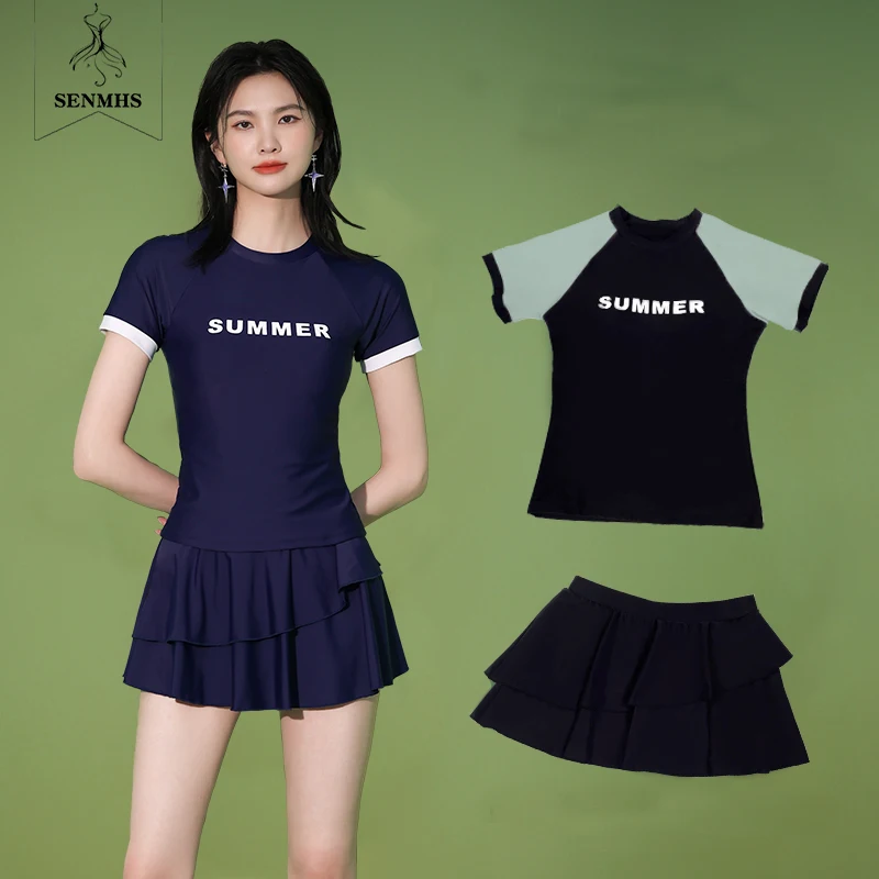 SENMHS New Women Short Sleeve Skirt Two Pieces Swimwear Contrast Color Swimsuit Hot Spring Surf Bathing Swimming Suit Beach Wear
SENMHS New Women Short Sleeve Skirt Two Pieces Swimwear Contrast Color Swimsuit Hot Spring Surf Bathing Swimming Suit Beach Wear