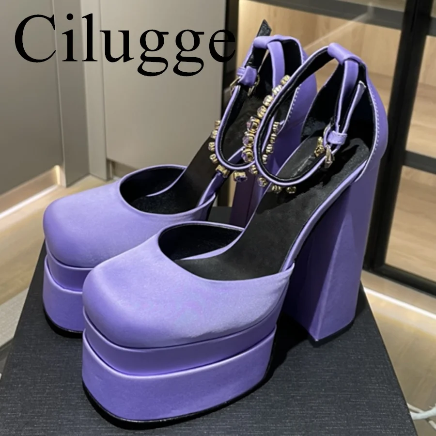 Spring New Party Shoes Fashion Pumps Round Toe Thick-soled Roman High Heels platform Silk Genuine Leather Women's Bridal Wedding
Spring New Party Shoes Fashion Pumps Round Toe Thick-soled Roman High Heels platform Silk Genuine Leather Women's Bridal Wedding