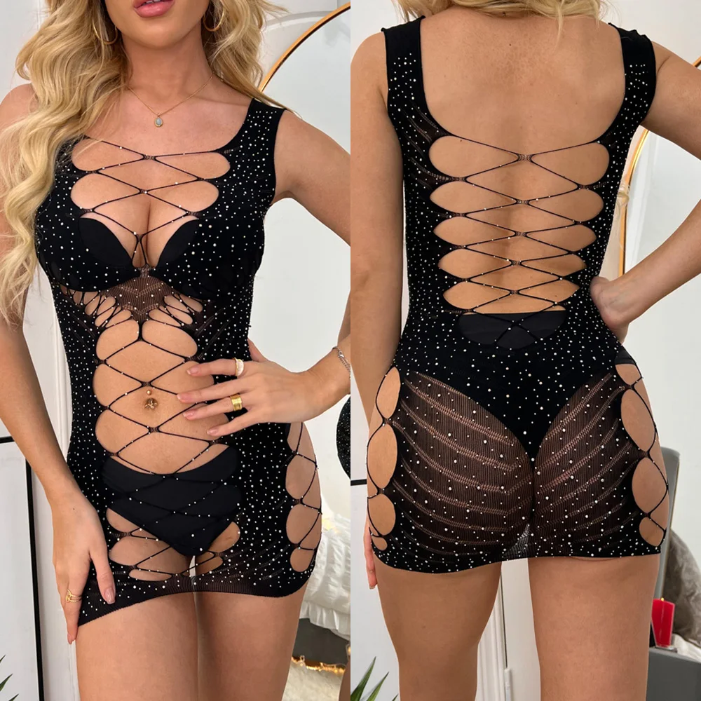 Sexy Fishnet Mesh Club Dress Women Porno Lingerie Lace Bodystockings Nightwear Backless Hollow Out Skinny Mini Ladies Dress
Sexy Fishnet Mesh Club Dress Women Porno Lingerie Lace Bodystockings Nightwear Backless Hollow Out Skinny Mini Ladies Dress