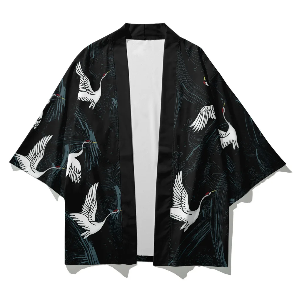 Japanese Style Black Crane Print Kimono And Harem Pants Loose Streetwear Haori Men Cardigan Japan Robe Clothes Large Size XS-6XL
Japanese Style Black Crane Print Kimono And Harem Pants Loose Streetwear Haori Men Cardigan Japan Robe Clothes Large Size XS-6XL