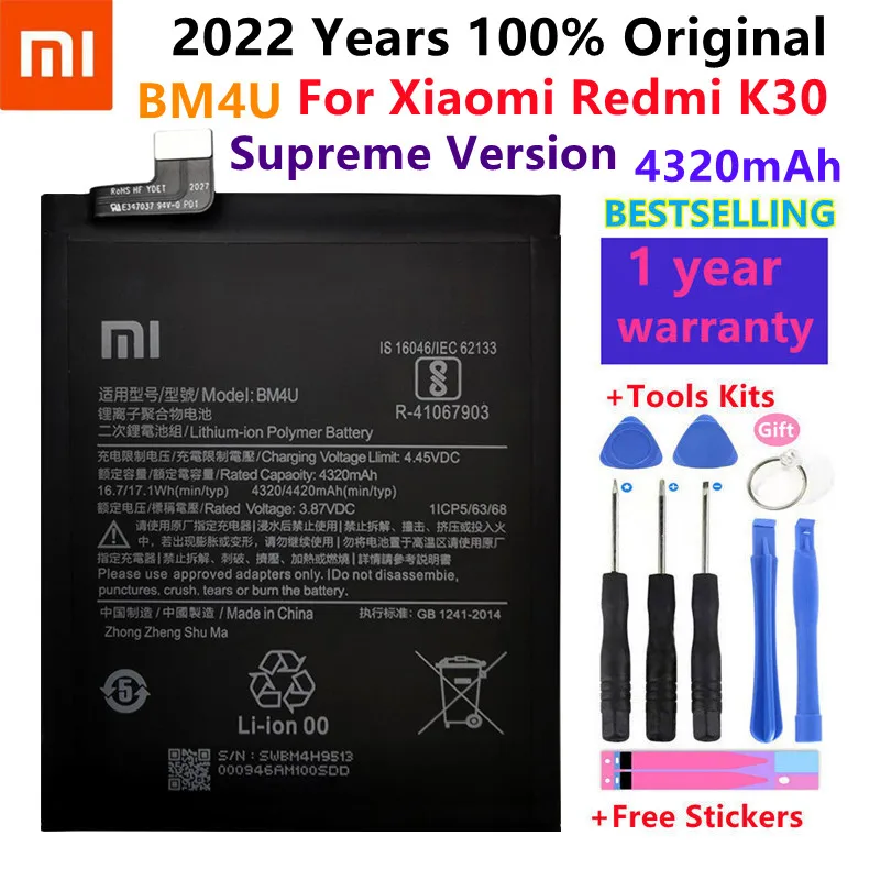 100% Original 4320mAh BM4U Mobile Phone Battery For Xiaomi Redmi K30 Supreme Version BM4U Smart Phone Battery Free Tools
100% Original 4320mAh BM4U Mobile Phone Battery For Xiaomi Redmi K30 Supreme Version BM4U Smart Phone Battery Free Tools