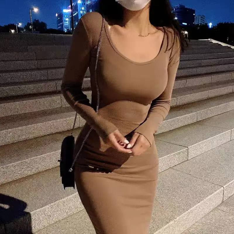 Autumn Women Solid Long Sleeve Midi Length Dress Female Bodycon Streetwear Party Elegant Dresses Ladies Tight-fitting Dress G309
Autumn Women Solid Long Sleeve Midi Length Dress Female Bodycon Streetwear Party Elegant Dresses Ladies Tight-fitting Dress G309