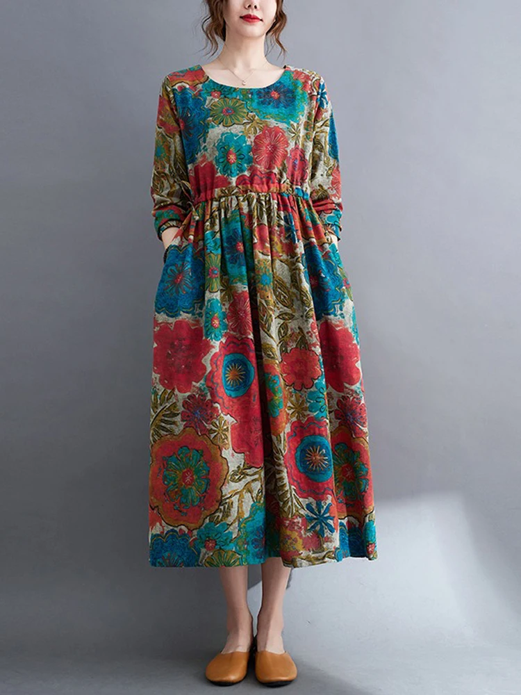 Large Size Women Clothing Literary Vintage Cotton Linen Graffiti Maxi Vestidos Long Sleeve Drawstring Pockets Ladies Dresses
Large Size Women Clothing Literary Vintage Cotton Linen Graffiti Maxi Vestidos Long Sleeve Drawstring Pockets Ladies Dresses