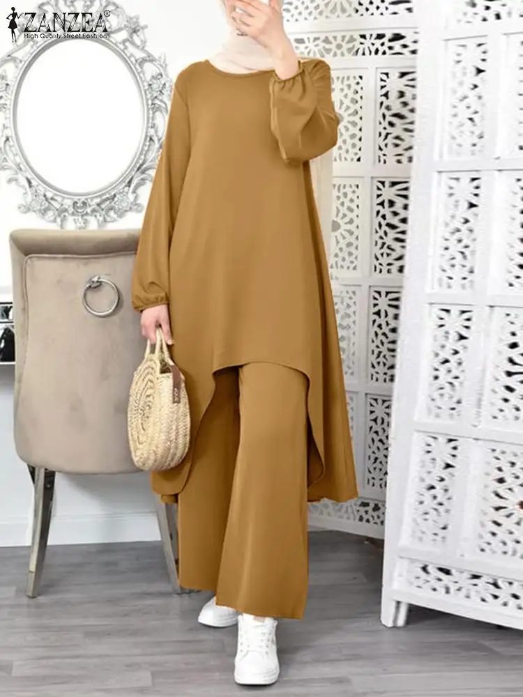 2023 ZANZEA O-Neck Long Sleeve Blouse Wide Leg Pants Solid Color Muslim Sets Vintage Holiday Suit Elegant Loose Casual Sets 2PCS
2023 ZANZEA O-Neck Long Sleeve Blouse Wide Leg Pants Solid Color Muslim Sets Vintage Holiday Suit Elegant Loose Casual Sets 2PCS