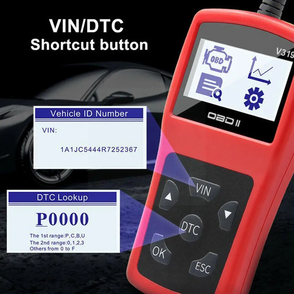 327 Viecar V319 Obd2 Code Scanner Car Automotive Fault Analyzer Engine Reader Tools Professional Diagnostic Detection A1G5 
327 Viecar V319 Obd2 Code Scanner Car Automotive Fault Analyzer Engine Reader Tools Professional Diagnostic Detection A1G5