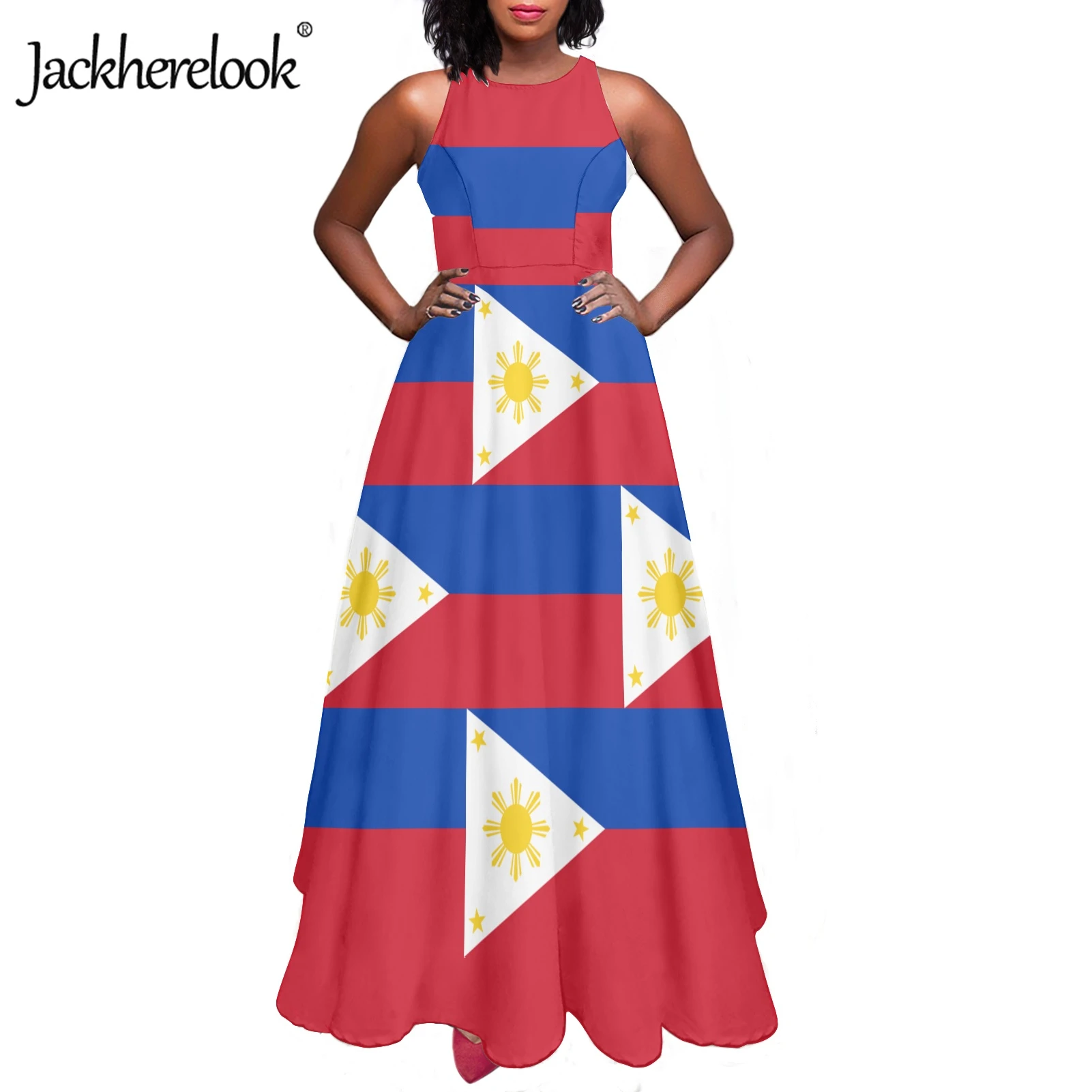 Jackherelook Philippines Flag Stripes Design Summer Spring Sleeveless Swing Dresses Elegant Women High Waist Maxi Long Dresses
Jackherelook Philippines Flag Stripes Design Summer Spring Sleeveless Swing Dresses Elegant Women High Waist Maxi Long Dresses