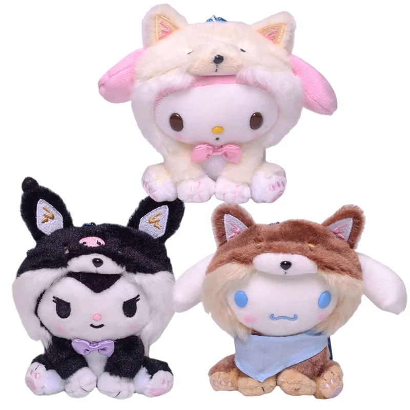 

11cm Cartoon Stuffed Animals Kuromi My Melody Cinnamoroll Plush Anime Kawaii Cute Soft Plushie Bag Pendant Girls Doll Toys Gifts