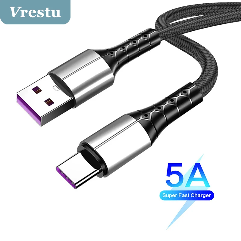

USB Type C 40W Fast Charging Cable for Huawei P50 Pro Mate 30 P40 Honor Magic 2 Charge USB C Braided Nylon Data Sync Cord 10V/4A