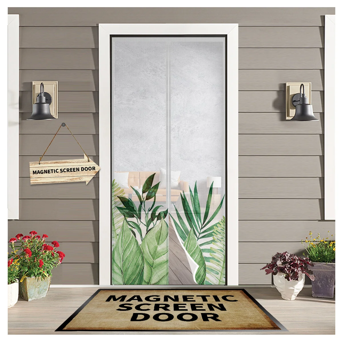 Summer Green Tropical Plants Leaves Magnetic Door Curtain Mosquito Net Anti Mosquito Bug Curtain Home Door Window Screen Net
Summer Green Tropical Plants Leaves Magnetic Door Curtain Mosquito Net Anti Mosquito Bug Curtain Home Door Window Screen Net