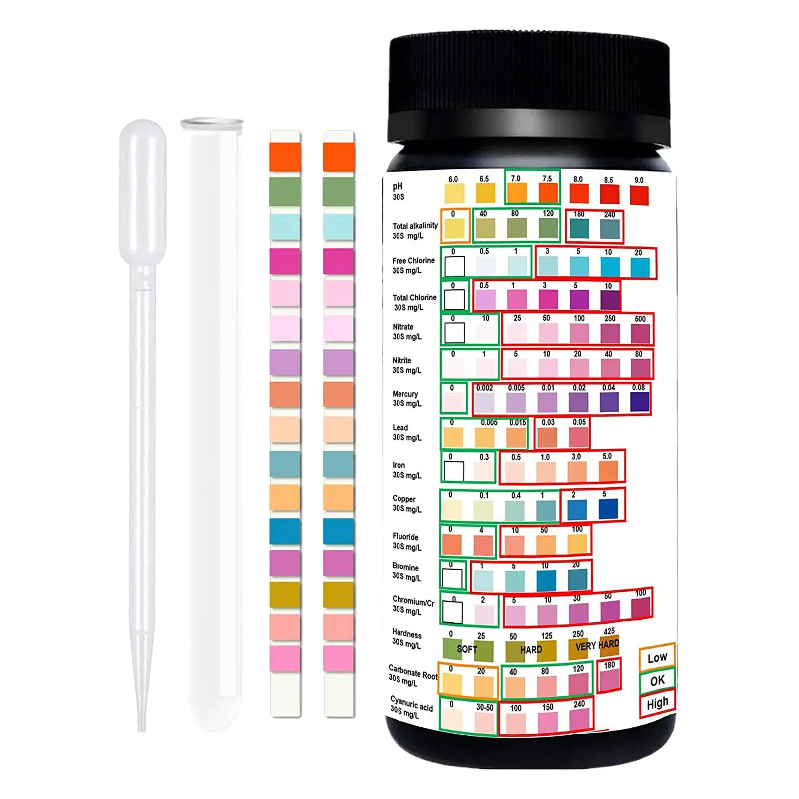 100 Pieces Water Testing Set Hot Tub W/ Tube and Dropper for Drinking Water Multifunctional Pool Water Testing Water Test Strips
100 Pieces Water Testing Set Hot Tub W/ Tube and Dropper for Drinking Water Multifunctional Pool Water Testing Water Test Strips