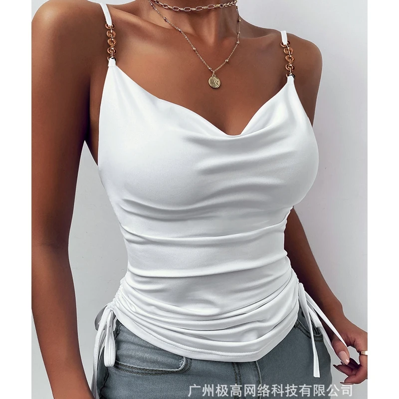 Women's Camis Top New Summer Sexy Solid Slim Fit Pleated Tank Top Women Sleeveless V-neck Spaghetti Strap Backless Pullover Vest
Women's Camis Top New Summer Sexy Solid Slim Fit Pleated Tank Top Women Sleeveless V-neck Spaghetti Strap Backless Pullover Vest