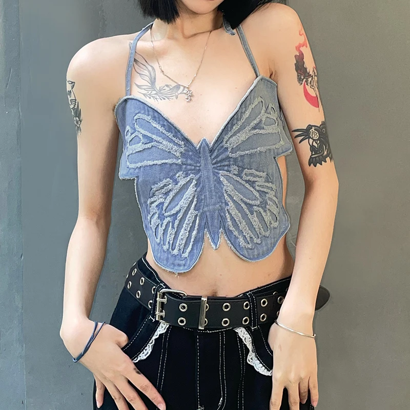 y2k Butterfly Crop Tops Women Backless Denim Camis 2022 Aesthetic Chic Tank Tops E Girl Summer Sexy Beach Party Outfit
y2k Butterfly Crop Tops Women Backless Denim Camis 2022 Aesthetic Chic Tank Tops E Girl Summer Sexy Beach Party Outfit