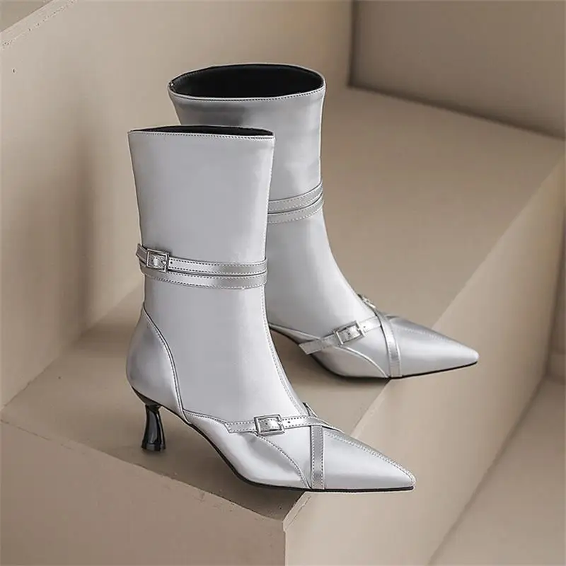 Women European and American Mid-boots New PU Pointed Cross Belt Buckle Tapered Heel Fashion Nightclub Street Daily Women Shoes
Women European and American Mid-boots New PU Pointed Cross Belt Buckle Tapered Heel Fashion Nightclub Street Daily Women Shoes