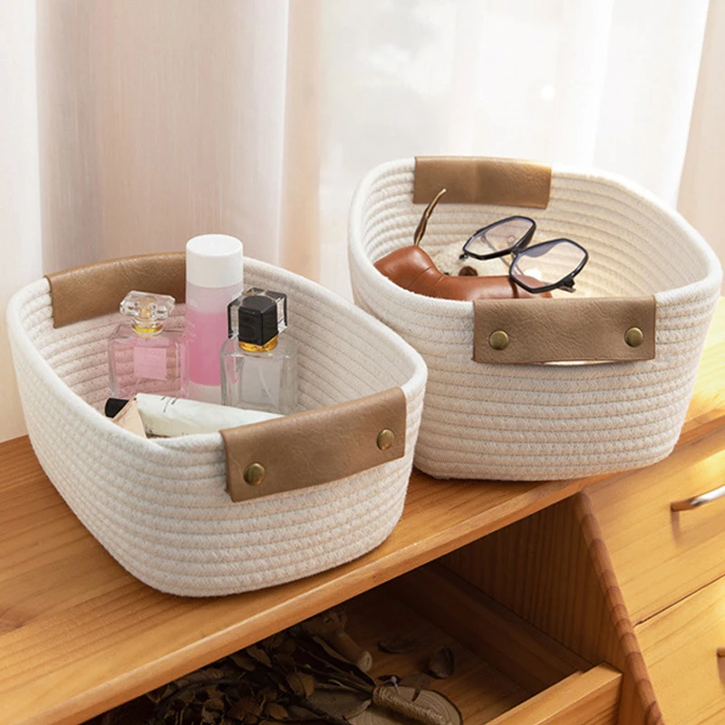 Household Portable Woven Desktop Storage Basket Desktop Toys Snacks Sundries Storage Sorting Box Cotton Rope Storage Hamper
Household Portable Woven Desktop Storage Basket Desktop Toys Snacks Sundries Storage Sorting Box Cotton Rope Storage Hamper