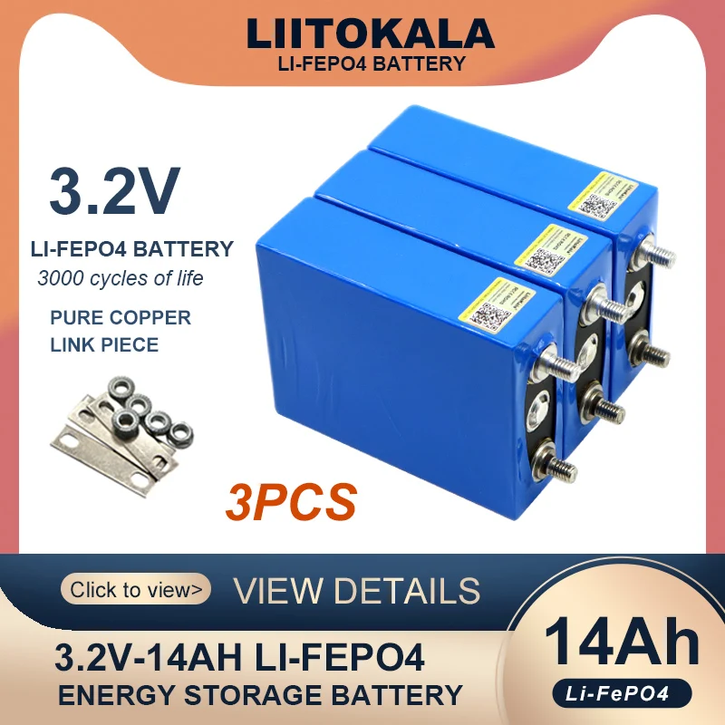 Комплект батарей Liitokala 3,2 в 14 Ач, 3 шт., фосфат LiFePO4, 14000 мА/ч для лампочек, модификация мотоцикла, автомобиля, 24 В
Комплект батарей Liitokala 3,2 в 14 Ач, 3 шт., фосфат LiFePO4, 14000 мА/ч для лампочек, модификация мотоцикла, автомобиля, 24 В