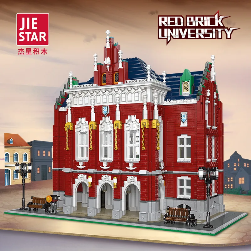 JIESTAR 89123 building block Red brick university street view urban building assembly model adult high difficulty assembly toy
JIESTAR 89123 building block Red brick university street view urban building assembly model adult high difficulty assembly toy