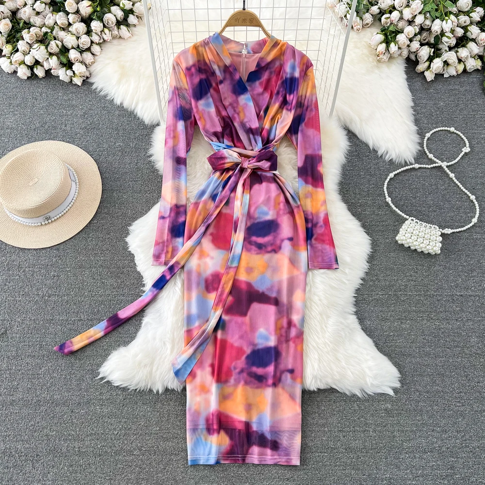 Autumn Long Tie Dye Dress for Women Lace Up Bodycon Long Sleeve Mesh Y2K Traf Female Pleated V-Neck Midi Robe High Street New In
Autumn Long Tie Dye Dress for Women Lace Up Bodycon Long Sleeve Mesh Y2K Traf Female Pleated V-Neck Midi Robe High Street New In