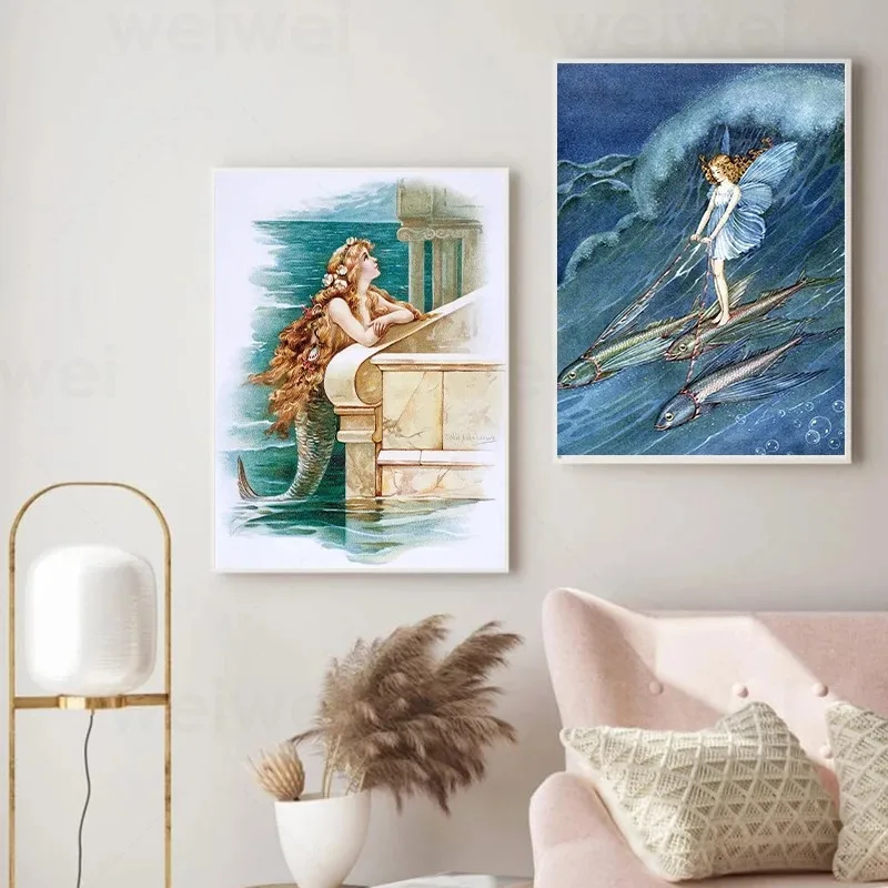 Retro Gorgeous Little Mermaid Victorian Illustration Art Print Sea Fairy Surfing By Ida Rentoul Painting On Canvas Poster Decor
Retro Gorgeous Little Mermaid Victorian Illustration Art Print Sea Fairy Surfing By Ida Rentoul Painting On Canvas Poster Decor