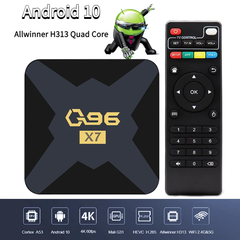 ТВ-приставка Q96 X7, 2023 дюйма, Android 10, Allwinner H313, H.265, 4K, UHD, HDR10, двойной Wi-Fi, 4G, 5G iptv, 1 ГБ ОЗУ, 8 Гб ПЗУ, Smart TV
ТВ-приставка Q96 X7, 2023 дюйма, Android 10, Allwinner H313, H.265, 4K, UHD, HDR10, двойной Wi-Fi, 4G, 5G iptv, 1 ГБ ОЗУ, 8 Гб ПЗУ, Smart TV