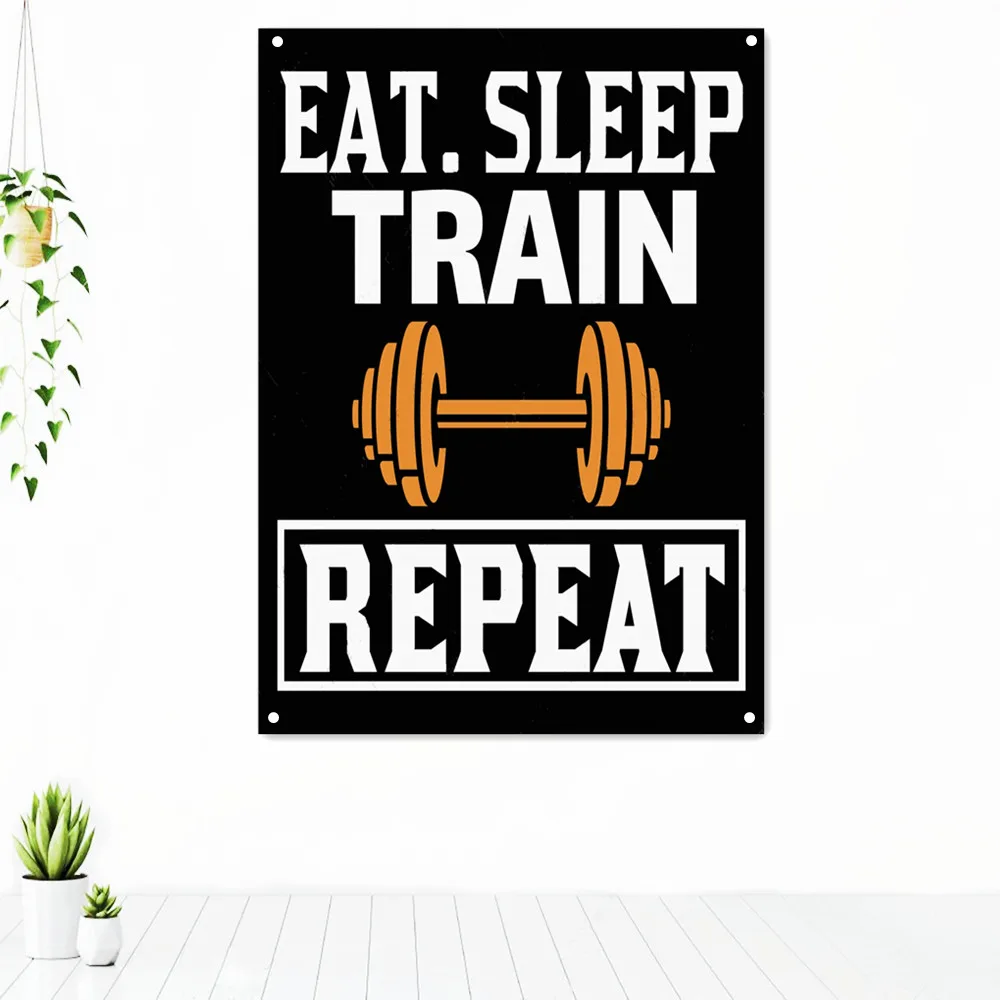 EAT. SLEEP TRAIN REPEAT Workout Motivational Poster Tapestry Wall Art Fitness Exercise Banner Flag Wall Stickers Gym Decoration
EAT. SLEEP TRAIN REPEAT Workout Motivational Poster Tapestry Wall Art Fitness Exercise Banner Flag Wall Stickers Gym Decoration