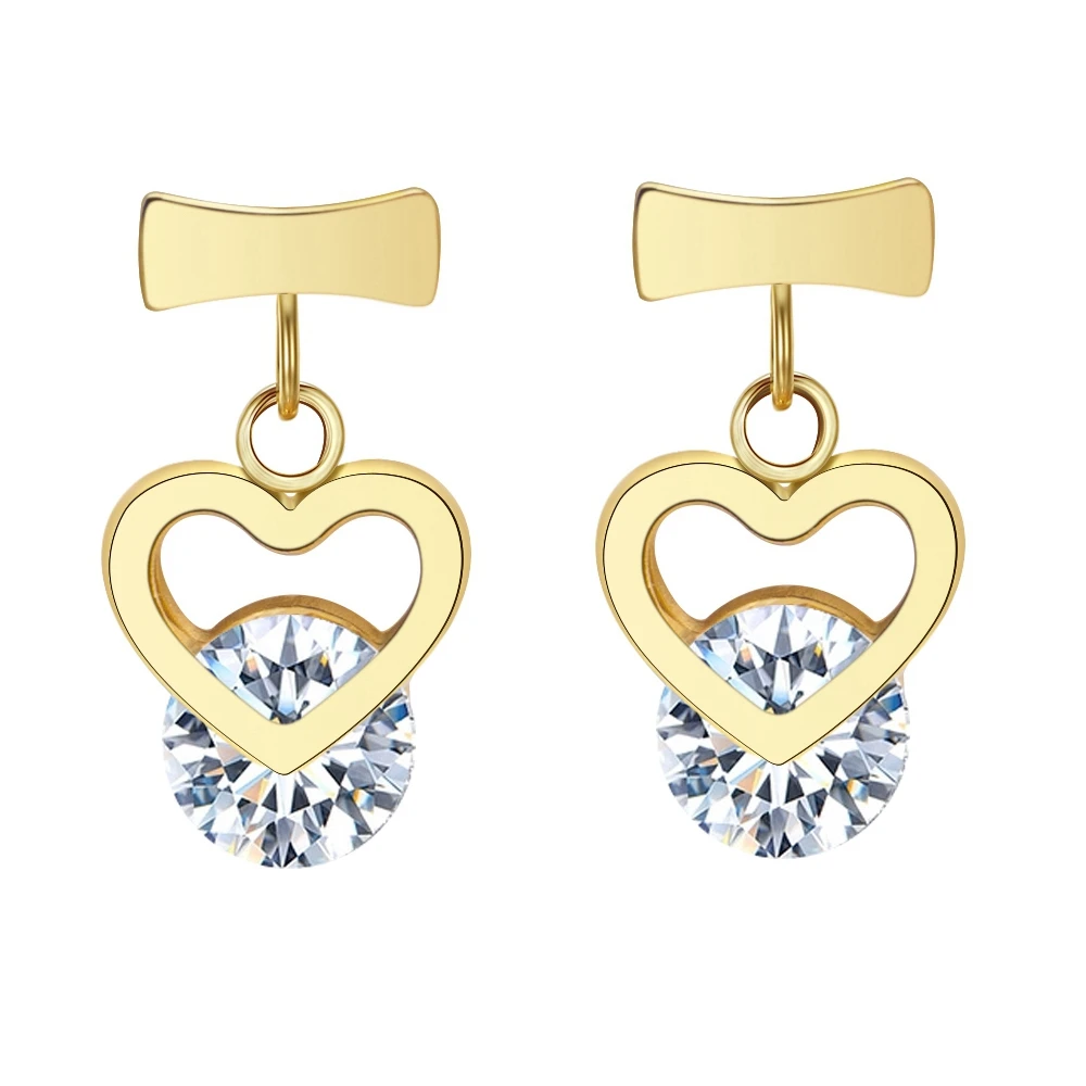 WILD & FREE Luxury Zircon Crystal Love Heart Drop Earrings for Women Gold Color Stainless Steel Wedding Jewelry Gifts
WILD & FREE Luxury Zircon Crystal Love Heart Drop Earrings for Women Gold Color Stainless Steel Wedding Jewelry Gifts