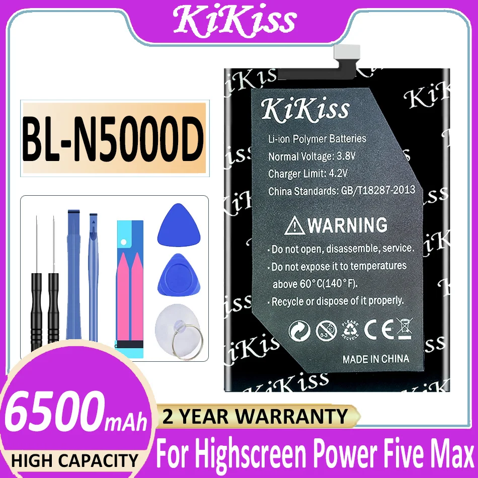 

Original KiKiss Powerful 6500mAh Battery BL-N5000D For Highscreen Power Five Max FiveMax Bateria